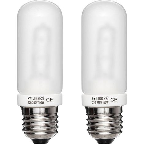 Deux ampoules halogènes dépolies à culot E27, 3700K, 150W 220-240V, adaptées à une utilisation comme ampoules pilotes pour flashs de studio (1/5)