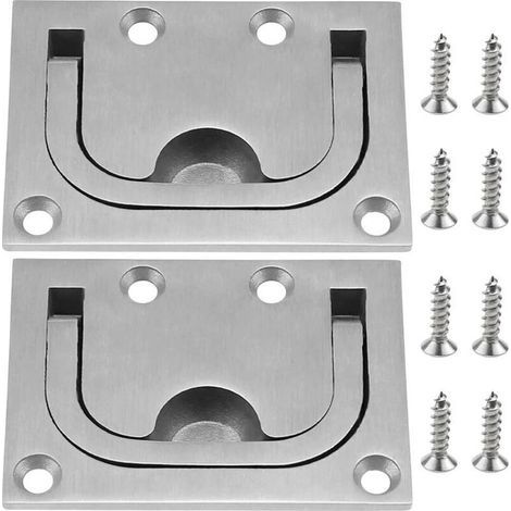 Poignée marine en acier inoxydable 304 – Lot de 2 – Dimensions 76 x 57 mm – Finition miroir pour trappes de bateau (1/5)