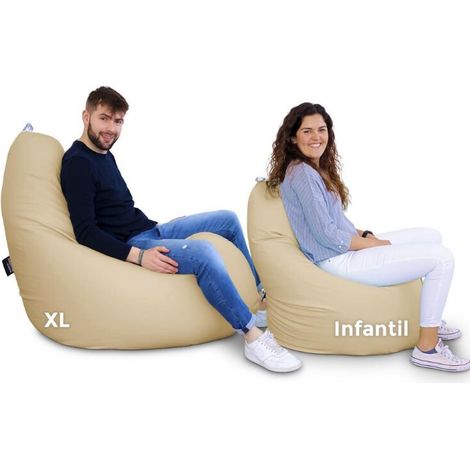 Pouf Poire Relax Similicuir Écru Enfant Écru