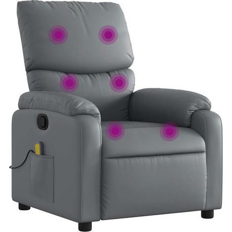 Fauteuil de massage inclinable en similicuir gris (1/5)