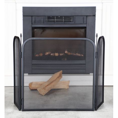 Kamin Funkenschutz aus Metall - 96,5 x 53 cm - Ofen Funken Schutz Gitter Kaminschutz