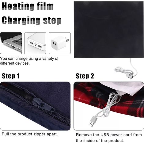 USB-Heizdecke für Zuhause, Auto, Büro, Schoß, Haustiere, individuelle Wärme (1 Heizdecke in einer Tasche), rot-kariertes Muster mit Thermostat-Timer (1/5)