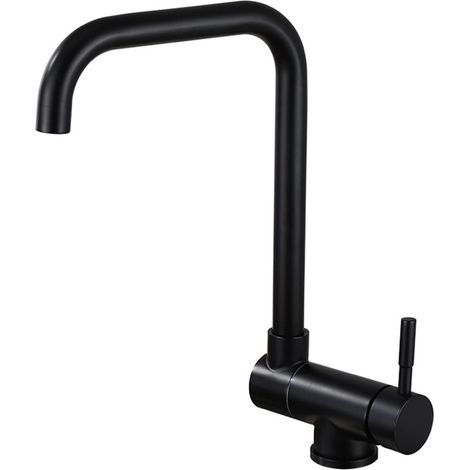 Robinet de cuisine noir sous-fenêtre : Mitigeur chaud/froid pivotant et rabattable en acier inoxydable 304 (1/5)