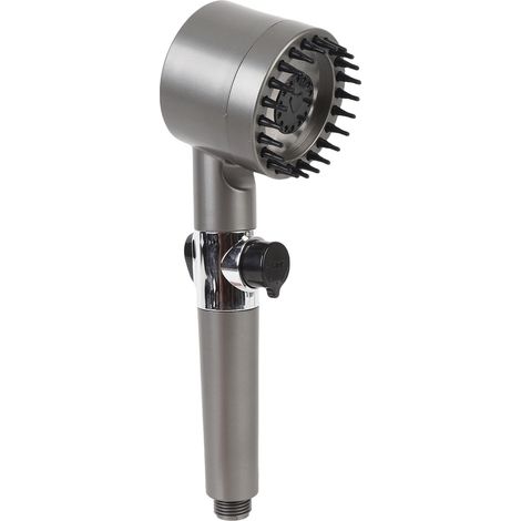 Pommeau de douche à main à pression renforcée, en plastique plaqué chrome, multi-jets, flexible, avec filtre intégré (1/5)