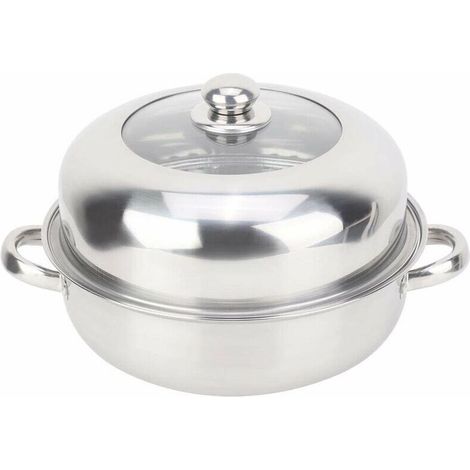 28 cm Cuiseur vapeur en acier inoxydable avec couvercle en verre Pour plaques vitrocéramiques et à induction