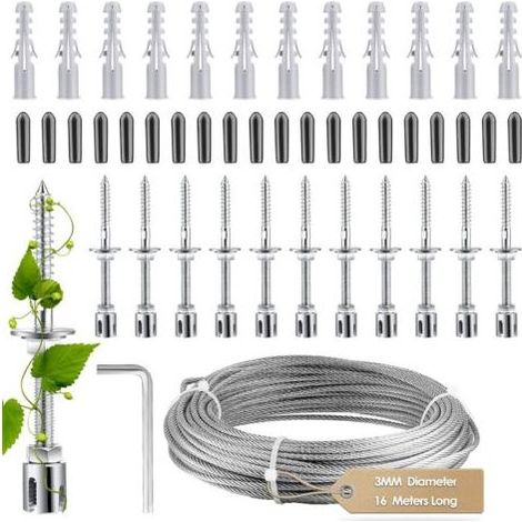 Support pour plantes grimpantes en acier inoxydable 304 – Corde tressée 16m – Installation facile avec 12 mandrins croisés (1/5)