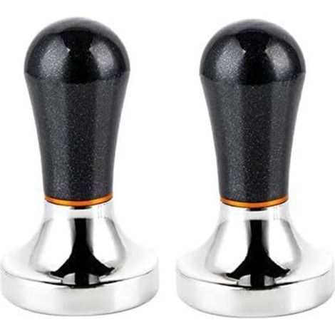 2er-Packung 57,5 mm Aluminium-Kaffeetampons mit Griff für Kaffeemaschinen (Schwarz) (1/4)