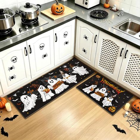 Tapis de Cuisine Devant Evier Halloween Fantômes Antidérapant (1/5)