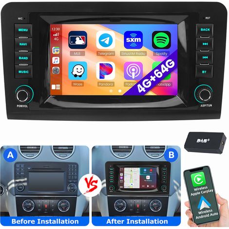 Pour Mercedes Benz ML/GL Klasse W164 X164 Android 15 Autoradio Carplay WiFi GPS 4+64G DAB