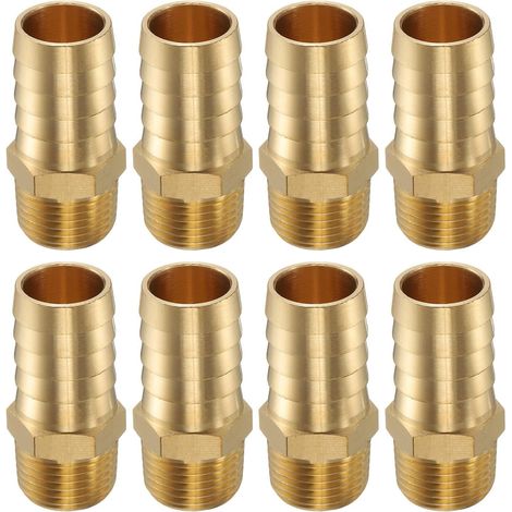 8pcs Raccord A Barbe en Laiton 1/2" NPT Male vers 3/4" Hose ID Pour Brew Pipe Fitting Direct Thread Tower Connector, Construction Durable (1/5)