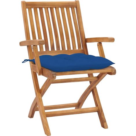 Maison Exclusive - Chaises pliantes avec coussins, 4 pièces, en teck massif (1/5)
