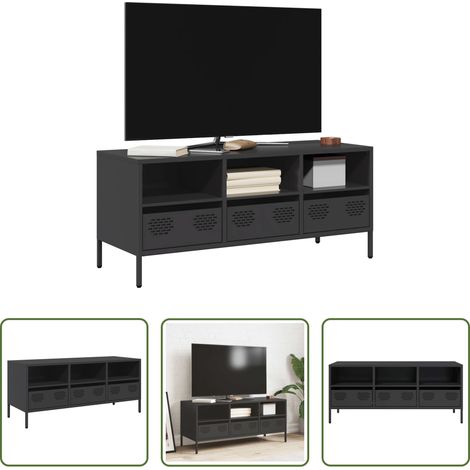 vidaXL Kaltgewalzter Stahl - TV-Schrank Schwarz 101,5x39x43,5 cm Kaltgewalzter Stahl (1/5)