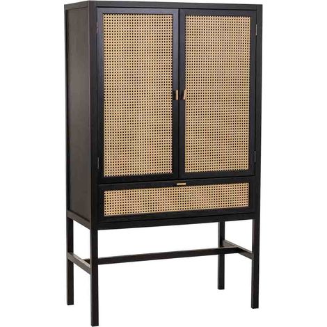 Armario de madera y rejilla negro 97x47x167 (1/5)