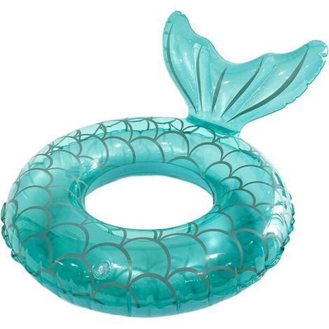 (Lake Blue Fish Tail) Inflatable Floating Row for Adults, Round Inflatable with Handle, Air Cushion, Inflatable Pool Float Raft (M) MUMU (1/4)