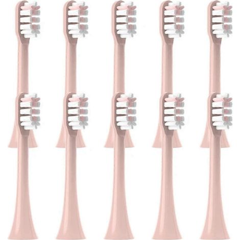 Lot de 10 têtes de brosse de rechange roses, emballées sous vide, pour brosses à dents électriques X3, X3Pro, X3U, X5, V1 et D3. (1/5)