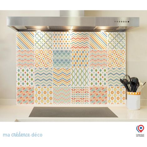 Fond de hotte : Carreaux ciment modernes - Verre trempé - 60 cm - 45 cm (1/5)