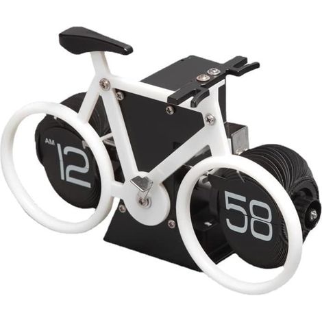 Horloge de bureau vintage mécanique et numérique en forme de vélo d'aventure, fonctionne avec une pile AAA et affiche l'heure au format 12 heures. Idéale pour décorer une table ou un bureau. Couleur : (1/4)