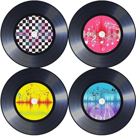 Set mit 60 runden Papier-Tischsets, Vinyl-Schallplatten-Design, Ø 34 cm, Heimdekoration, Küche, Feiertage, Partys (1/5)