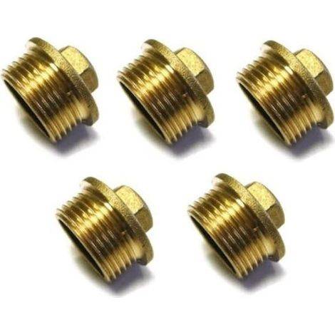 Lot de 5 Bouchon Mâle Laiton 3/4'' Accessoire en laiton Aenor Bouchon en laiton 3/4'' avec filetage extérieur (1/2)