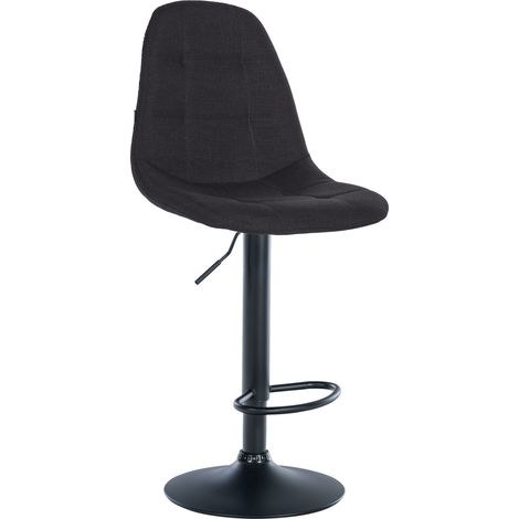 Tabouret de bar x1 avec repose-pieds hauteur réglable pivotant assise en tissu noir cadre métallique noir 100004841
