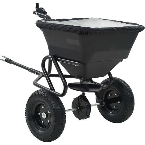 Épandeur de sel monté sur remorque en PVC et acier, dimensions 125 x 74 x 79 cm, capacité 45 litres. (1/5)