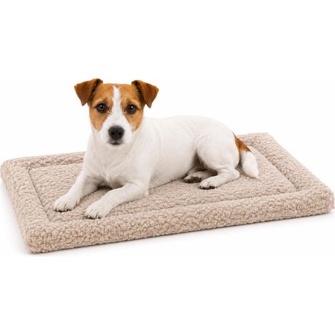 Panier Chien - Coussin Chien et Chat - Coussin rectangulaire Jacquard Taupe - pour Cages métalliques et Cages de Transport - Lavable - 55,5 x 38,5 cm (1/5)