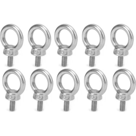 Lot de 10 boulons à œil de levage M6 en acier inoxydable, vis de fixation, écrous, boulons à œil à épaulement (1/5)