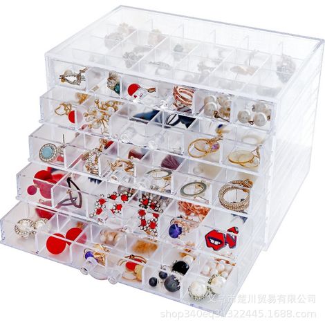 Transparente Aufbewahrungsbox mit 120 Fächern für Nagelkunst, Schubladenorganizer für Schmuck und Werkzeuge, verstellbarer Fächerkorb für Strasssteine, Perlen und Bastelzubehör