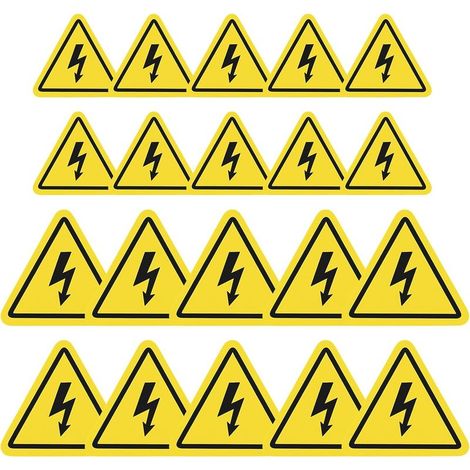 Signalétique Electricité Autocollant Panneau Danger Électrique Jaune Danger Électrique 20 Pièces Panneau PVC 5cm10cm Sticker Adhésif Electricité Danger Triangulaire pour Avertissement de Haute T (1/3)