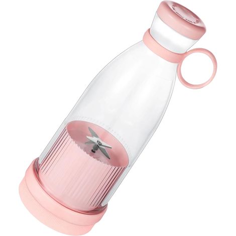 Blender portable multifonction rechargeable à 360°, mini extracteur de jus électrique portatif, idéal pour les voyages et les résidences étudiantes (rose). (1/5)