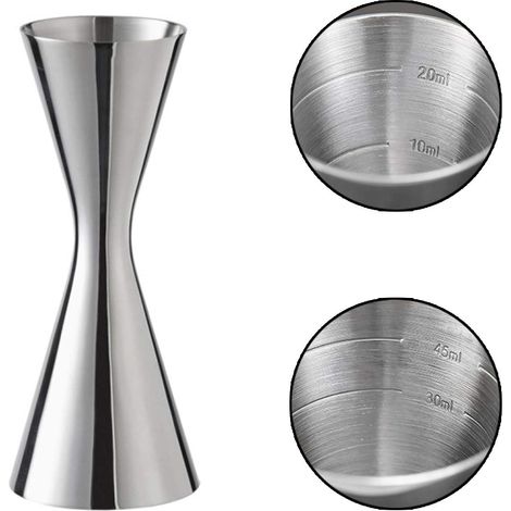 Verres doseur cocktail - 1 pièce, Acier inoxydable 304 balance intégrée jigger dual 30/60ml - Professionnel bar/appartement (1/5)