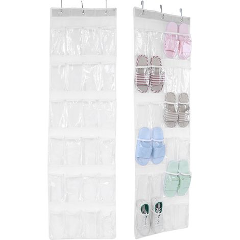 Porte-chaussures transparent avec 24 poches suspendues - Rangement organisé pour chaussures (1/5)