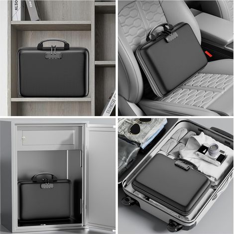Feuerfeste Dokumentenkassette mit Schloss – Hartschalenkoffer – feuerfeste Dokumentenbox – Faltmappe mit 13 Fächern – tragbare Reisetasche (1/3)