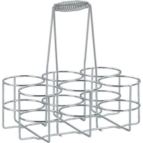 1 ensemble, panier à bouteilles en métal chromé 22,5 x 15 x 28 cm, diamètre intérieur de l'anneau 6,8 x hauteur 10 cm, peut contenir 6 bouteilles de bière (1/5)
