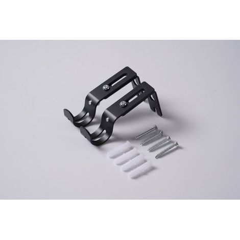 KZQ Supporto da parete regolabile per aste per tende, set da 2, nero (1/4)