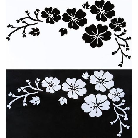 BLANC Sticker Voiture Fleur Autocollant tanche Amovible Dco Vhicule Couverture de Rayures PERSONNALISATION VEHICULE (1/2)