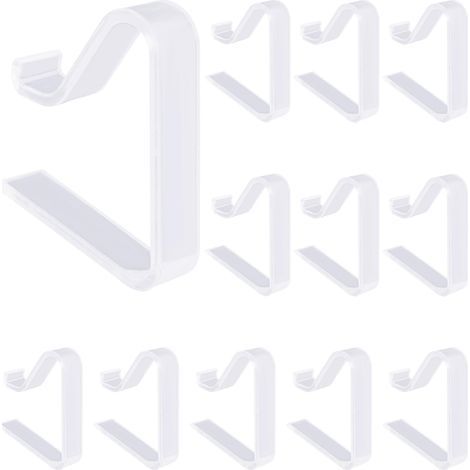Ensemble de 12 pinces à nappe en plastique transparent pour tables de 3,5 à 5 cm d'épaisseur (1/5)