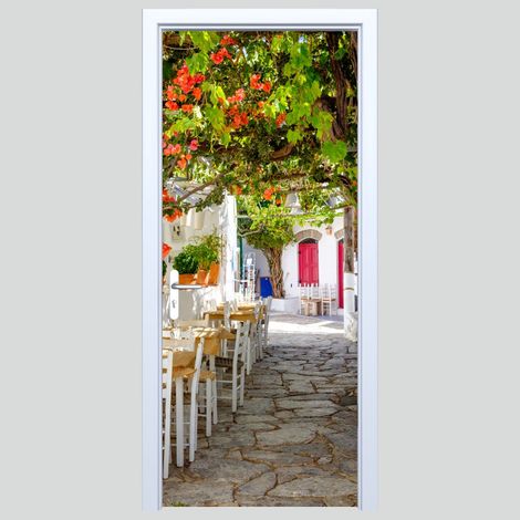 Adhesivo de tela para puerta, cafetería callejera 007PD
