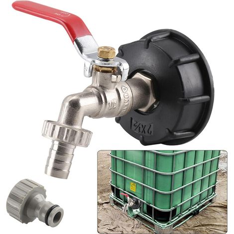 S60X6 Adaptateur de réservoir de vidange IBC pour robinet de jardin en laiton avec raccord de tuyau 12,7 mm (1/3)