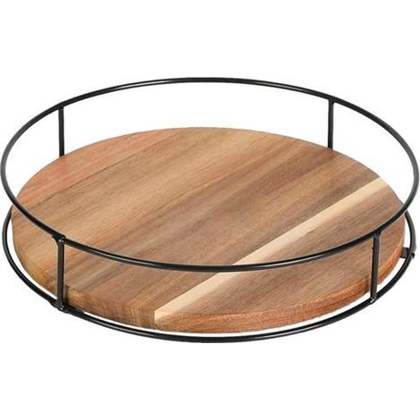 Plateau tournant en bois, plateau tournant pour organisateur de cuisine, plateau tournant à 360 degrés pour comptoir ou table à (1/5)