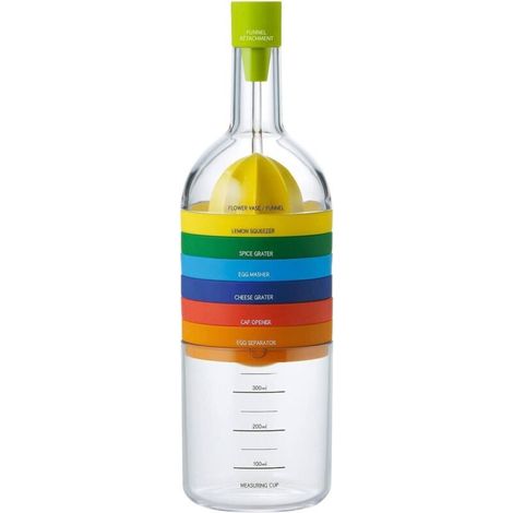 8 en 1 Outil de cuisine,Multipurpose Plastic Bin bouteilles Cuisine Gadget(entonnoir,presse-citron,épices râpe,pilon d'oeuf,fromage râpe,seperator d'œuf,une tasse à mesurer,ouvre-boîtes) [Classe énerg