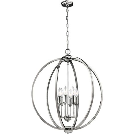 Lampadario Classico Corinne Acciaio Nichel Lucido 6 Luci E14 (1/5)