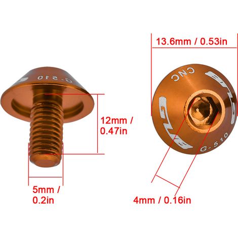 GUB G-510 Lot de 2 vis de fixation M5  12 mm pour porte-bidon de vélo (dorées) (1/5)