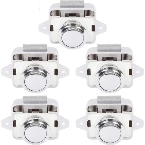 Bouton Poussoir Serrure Loquet Fermeture Porte Placard Caravane Camping-Car 5 Pièces Argent (1/4)
