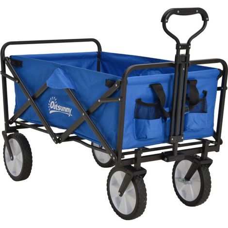 Chariot pliant 360° chariot de jardin chariot de transport chariot de plage avec cadre en acier Oxford 93 x 49 x 75-100 cm