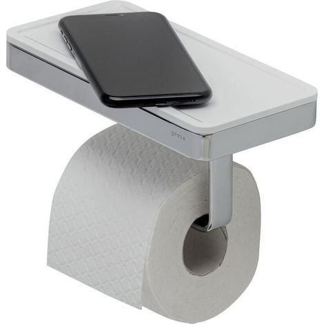 Geesa Frame Porte-papier toilette avec tablette Blanc / Chrome