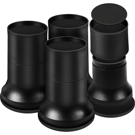 Bed Foot Riser Furniture Riser Bed Raiser Foot Riser Height 5.5 cm or 10 cm or 15.5 cm (4 Pairs, Black) (1/5)