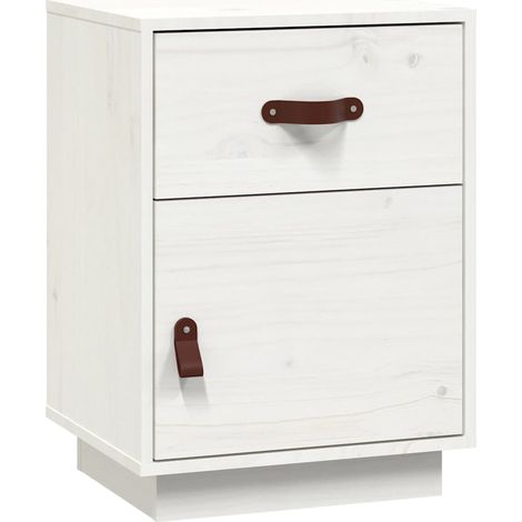 Comodino con cassetto e vano 40x34x55 cm in legno di pino bianco DEC033351