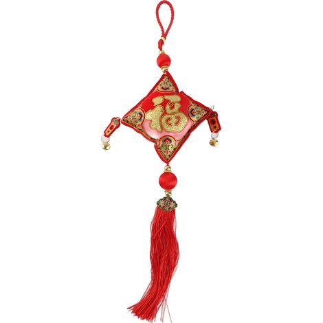 Chinesische Neujahrs-Hängedekoration mit Glocke, Frühlingsfest-Glücksbringer für die Eingangstür, 4-eckig (1/5)