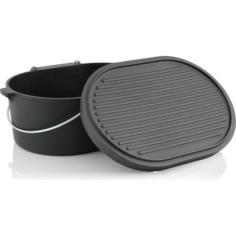 BBQ-Toro Dutch Oven 9,3 Liter, Gusseisen Kochtopf ohne Füße, bereits eingebrannt - preseasoned (1/2)